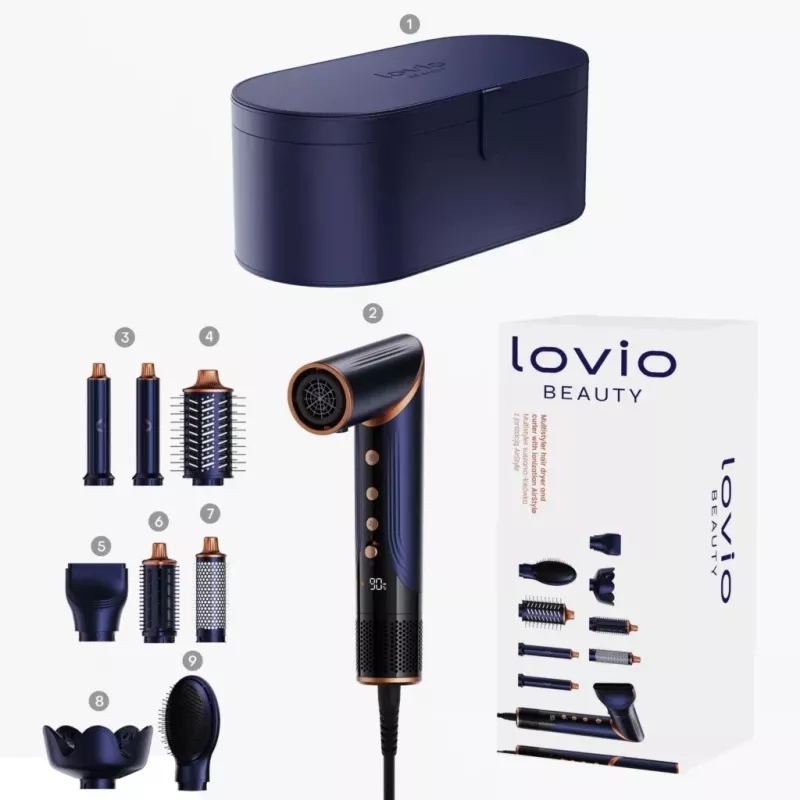 Suszarka i lokówka multistyler Lovio LVHS001BL z łączoną funkcją stylizacji gorącym powietrzem