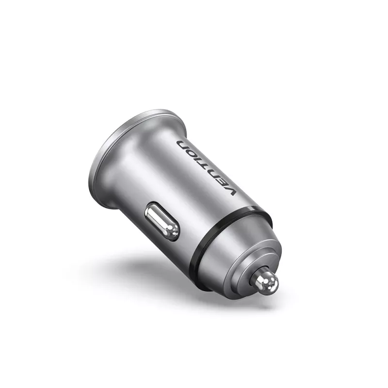 Ładowarka samochodowa Vention Two-Port USB A+A (30+30) Szary Mini Styl Aluminium