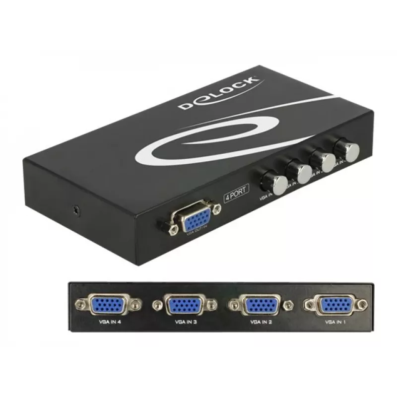 DeLock Switch VGA 4 port manual bidirectional - screen switch - 4 x VGA - Desktop (87635)