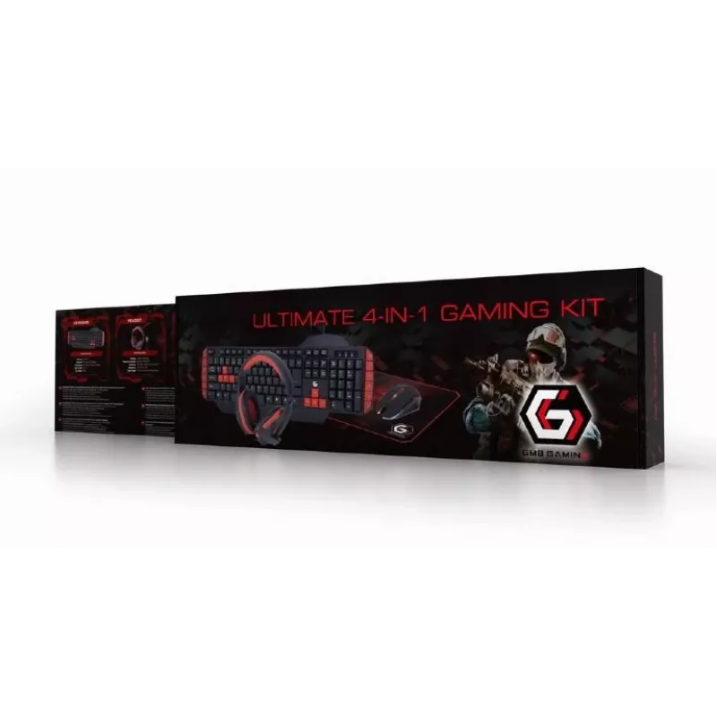 Klawiatura gamingowa GEMBIRD GGS-UMG4-02 104-klawiszowa pełnowymiarowa USB QWERTY US English z myszą, czarna
