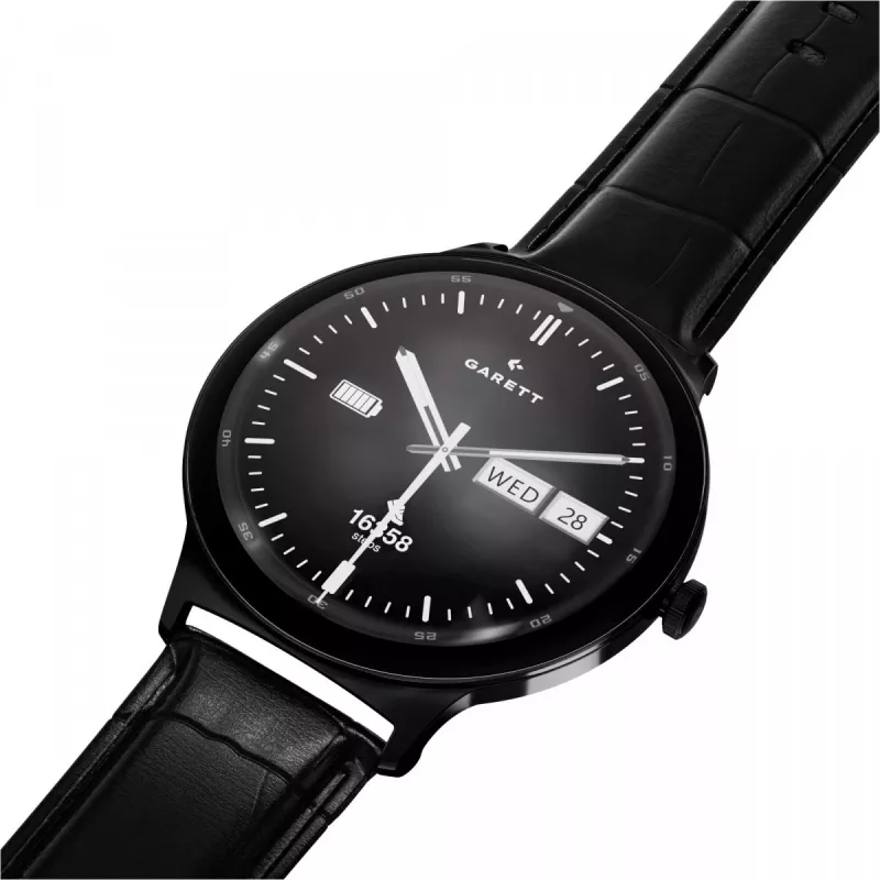 Smartwatch Garett Quantum — czarna stal nierdzewna