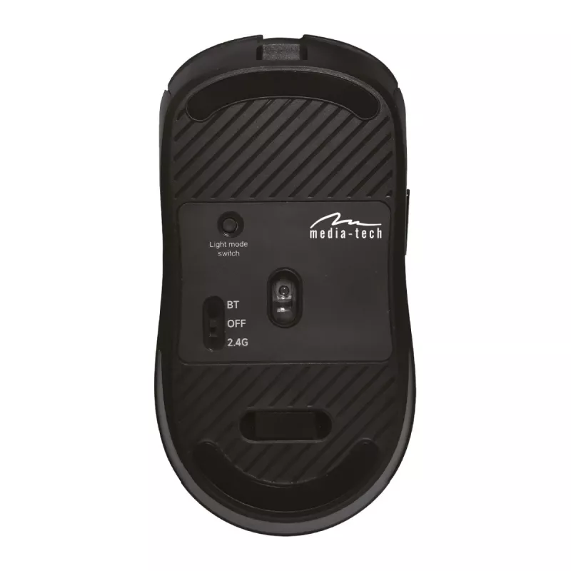 Mysz bezprzewodowa MEDIA-TECH MT1124 BT/RF Silent & Recharge — symetryczna, 3200 DPI, Bluetooth + USB 2,4 GHz, 6 przycisków, akumulatorowa