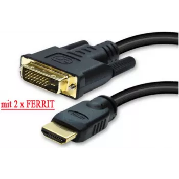 Kabel HDMI na DVI ShiverPeaks 77483-RE 3,0 m pozłacany z rdzeniami ferrytowymi