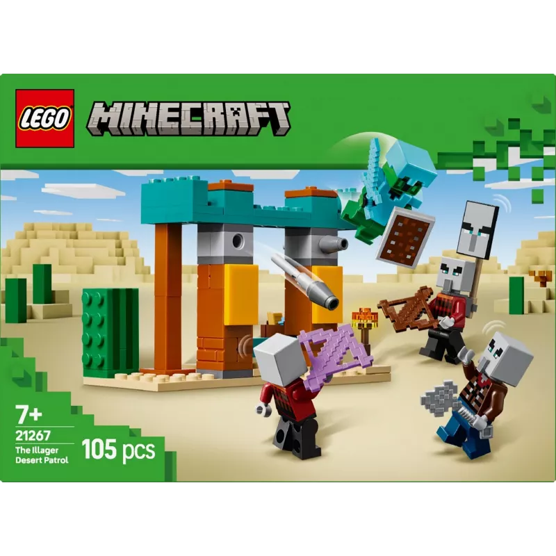 Zestaw konstrukcyjny LEGO The Illager Desert Patrol 21267 – zestaw Minecraft, 105 elementów, 4 minifigurki, 80×60×110 mm