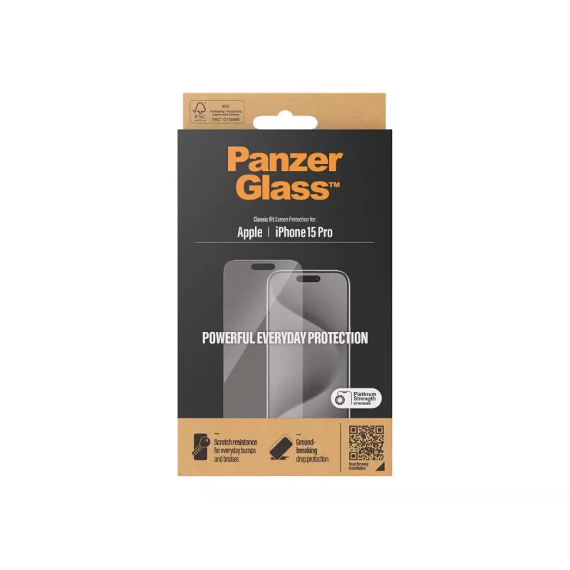 PanzerGlass ® Screen Protector iPhone 15 Pro | Classic Fit