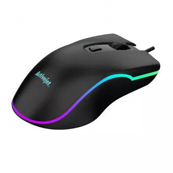 Przewodowa podgrzewana mysz gamingowa ActiveJet AMY-W390 — symetryczna, optyczna 2000 DPI, USB typu A, 4 przyciski, czarna