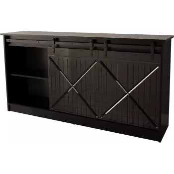 komoda 160x80x35 GRANERO czarny/czarny połysk