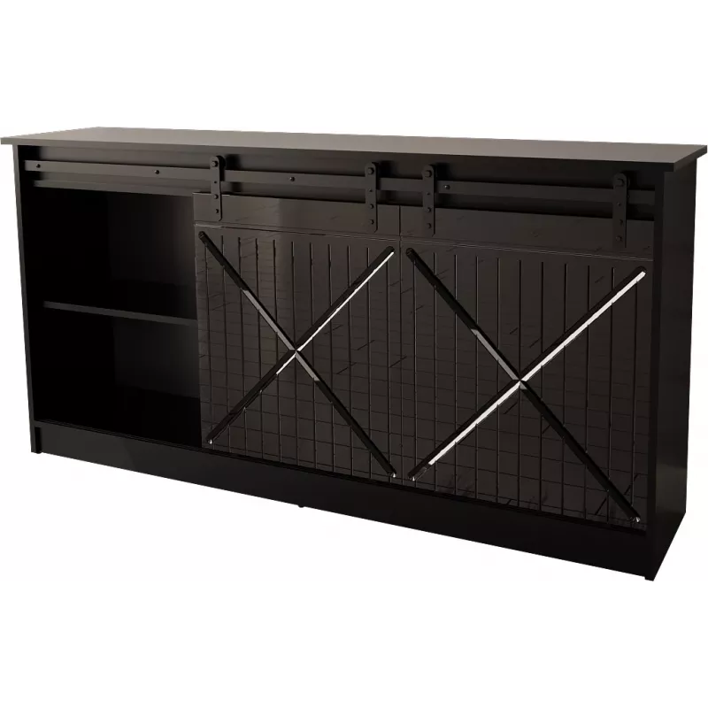 komoda 160x80x35 GRANERO czarny/czarny połysk