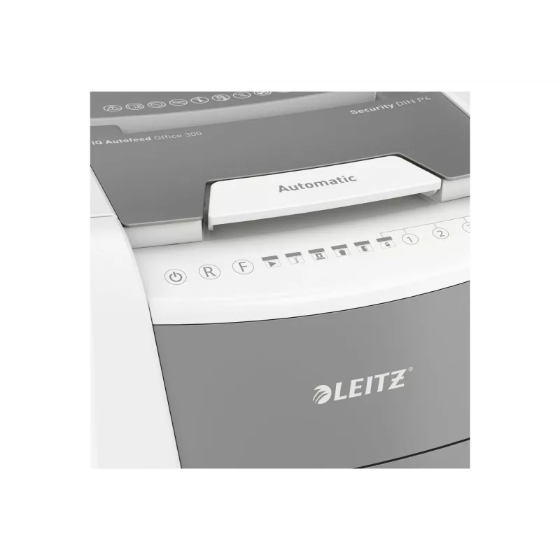 Leitz IQ Autofeed Office 300 Automatyczna niszczarka do papieru P4, cięcie poprzeczne, 22 cm, 4 x 30 mm, 60 l, 500 arkuszy, 55 dB