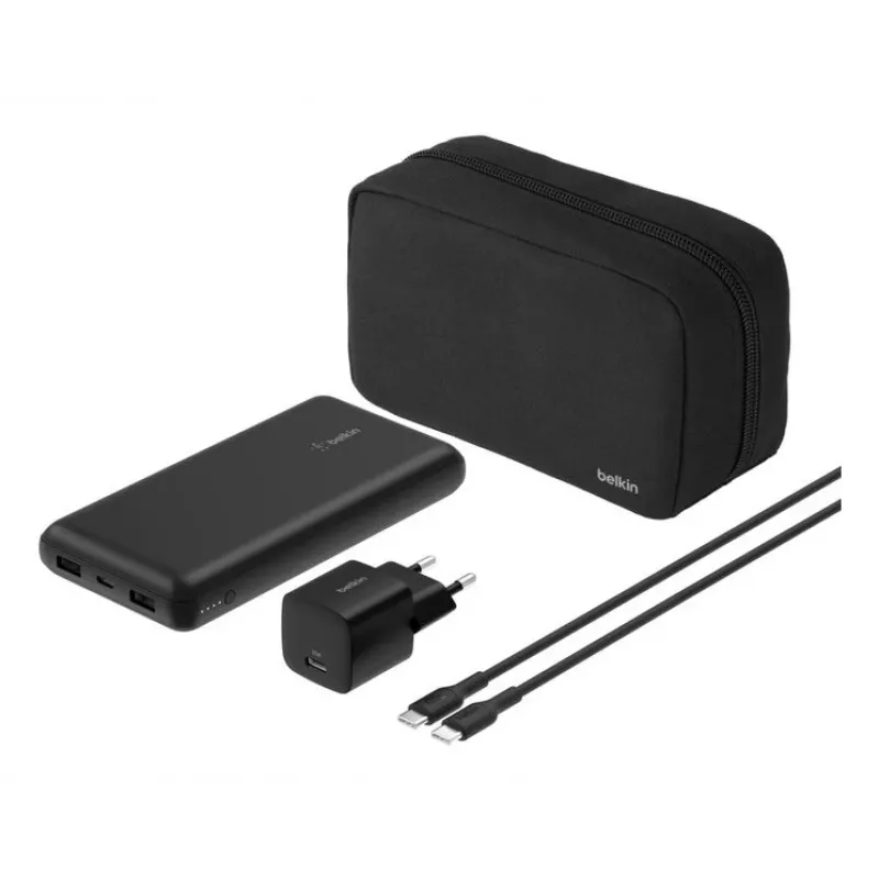 Belkin BoostCharge - Powerbank + zasilacz sieciowy - 20000 mAh - PD - 3 porty wyjściowe (24-pin USB-C, 2 x USB)