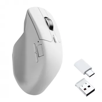 Bezprzewodowa mysz optyczna Keychron M6S-B72 — praworęczna, 12000 DPI, RF bezprzewodowa + Bluetooth + USB-C, biała