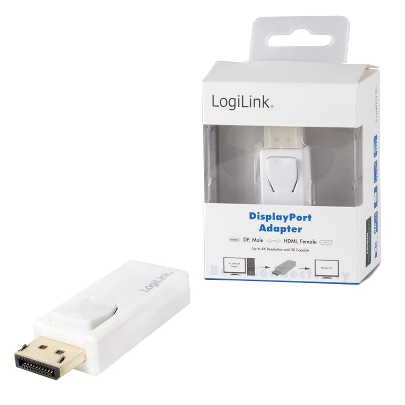 Przejściówka LogiLink CV0100 DisplayPort na HDMI Biała