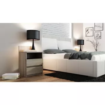 Stolik nocny top e shop M1 SONOMA MAT, wykończenie dąb, 2 szuflady, 400×320×590 mm