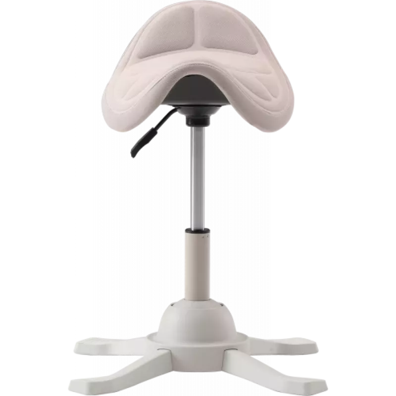 Stołek balansowy ergonomiczny Up Up Toronto biały, tkanina Ivory, dłuższy podnośnik gazowy