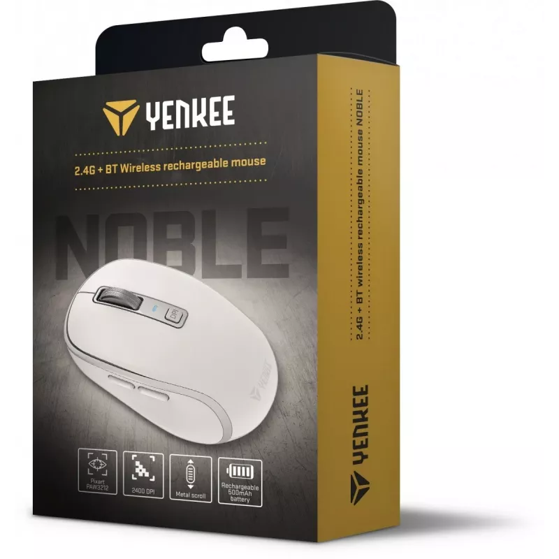 Mysz bezprzewodowa DUAL WiFi+Bluetooth, akumulator, 5 przycisków
