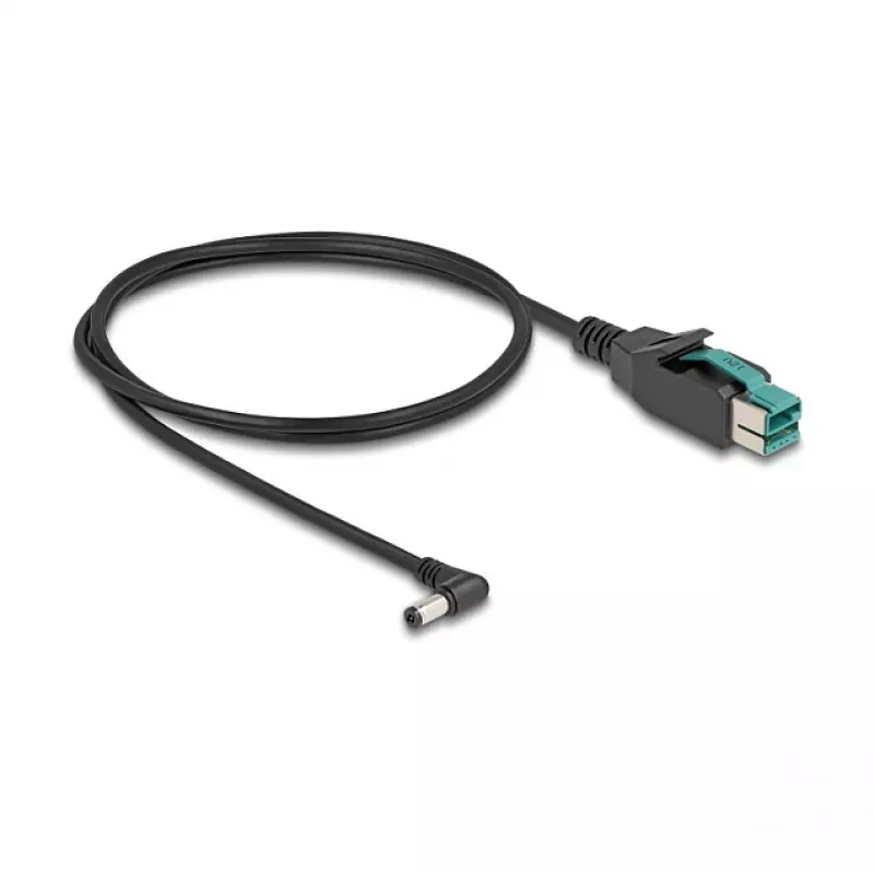 Kabel DeLOCK PoweredUSB męski 12 V na DC 5.5 x 2.1 mm męski kątowy 1 m