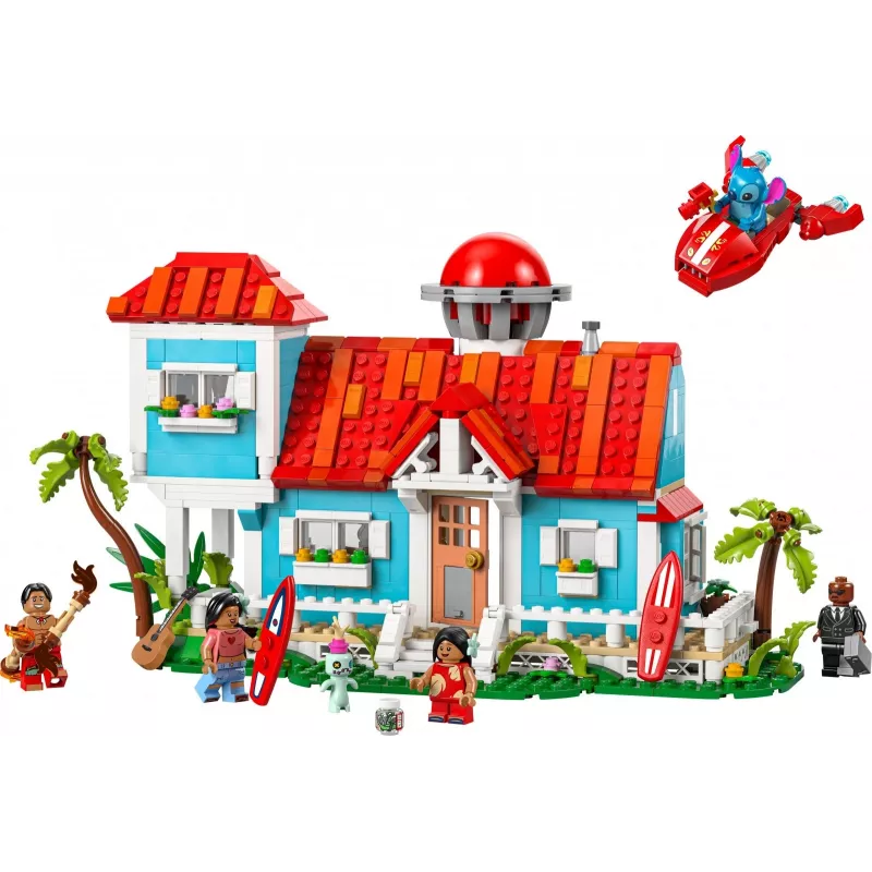 LEGO Disney 43268 Domek na plaży — modułowa konstrukcja domu, 834 elementy, 5 minifigurek, wiek 9+