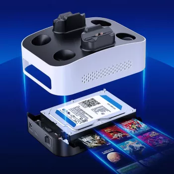 GrauGear G-3506-CG 3,5-calowy zewnętrzny dysk twardy do gier 4 TB ze stacją ładującą kontroler PS5