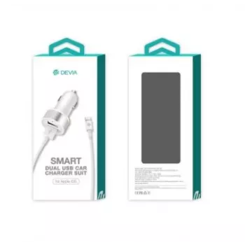 Ładowarka samochodowa Devia Smart Series Dual USB 2.4A ze zintegrowanym kablem Lightning