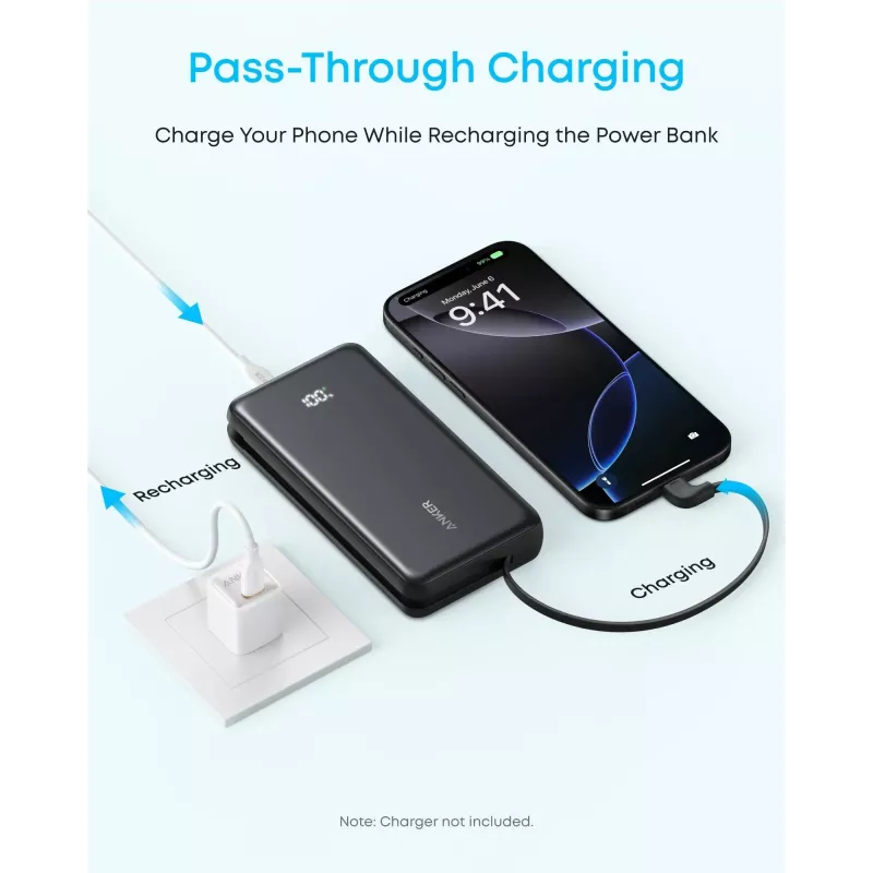 Anker Power Bank, 22.5W | Zolo A110EH11 | 20000 mAh | USB-C | Czarny