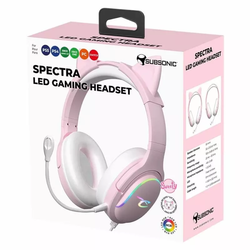 Zestaw słuchawkowy Subsonic Spectra LED Gaming Headset Sweety Pink
