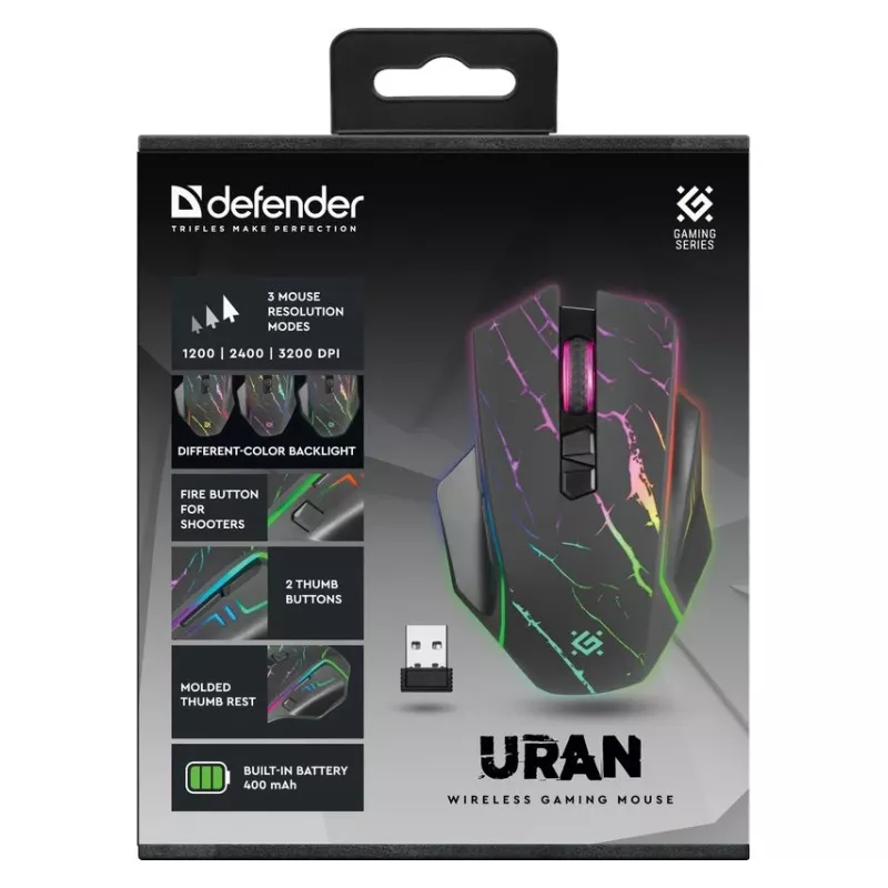 MYSZ DEFENDER GM-503 URAN OPTIC RF RGB 3200dpi 8P