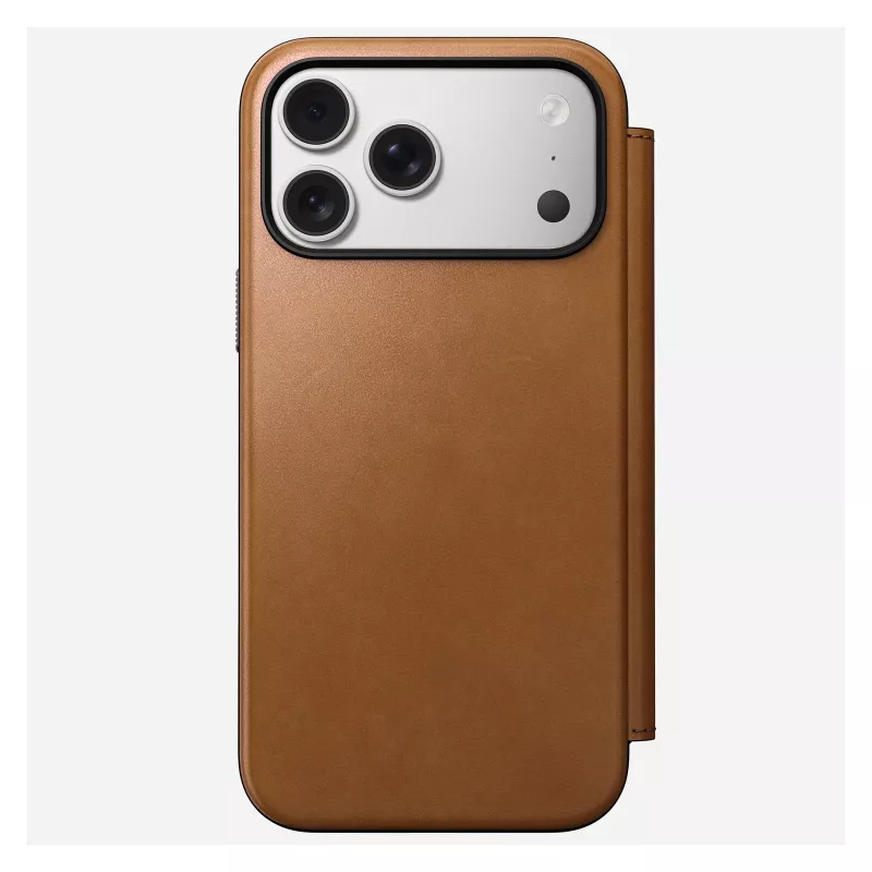 Futerał komórkowy z klapką Nomad Modern Leather Folio do iPhone 17 Pro Max — Tan, pasuje do ekranu 17,5 cm (6,9 cala), 4 kieszenie na karty