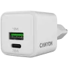 Ładowarka Canyon Charger CU20AC GaN 20W PD, 2-porty (USB-A/USB-C) biała detal (CNS-CUW20AC)