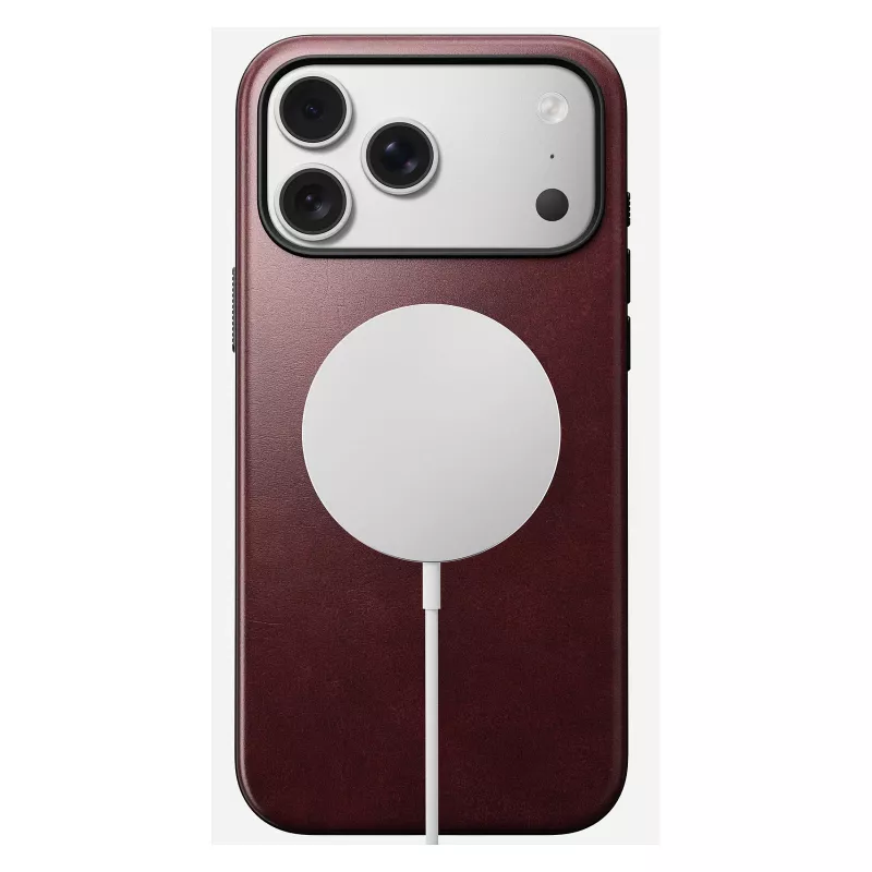 Pokrowiec skórzany Nomad Modern dla iPhone 17 Pro Max (6,9 cala) — Burgundy, skóra+TPU+PC