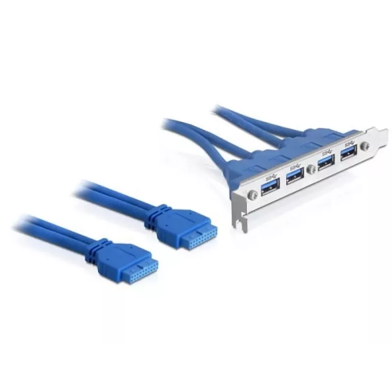 DeLOCK Slotblech USB3.0 Pin Header 19 Pin 2 x Internal > 4 x USB3.0-A Socket external - Slotblech (82974)