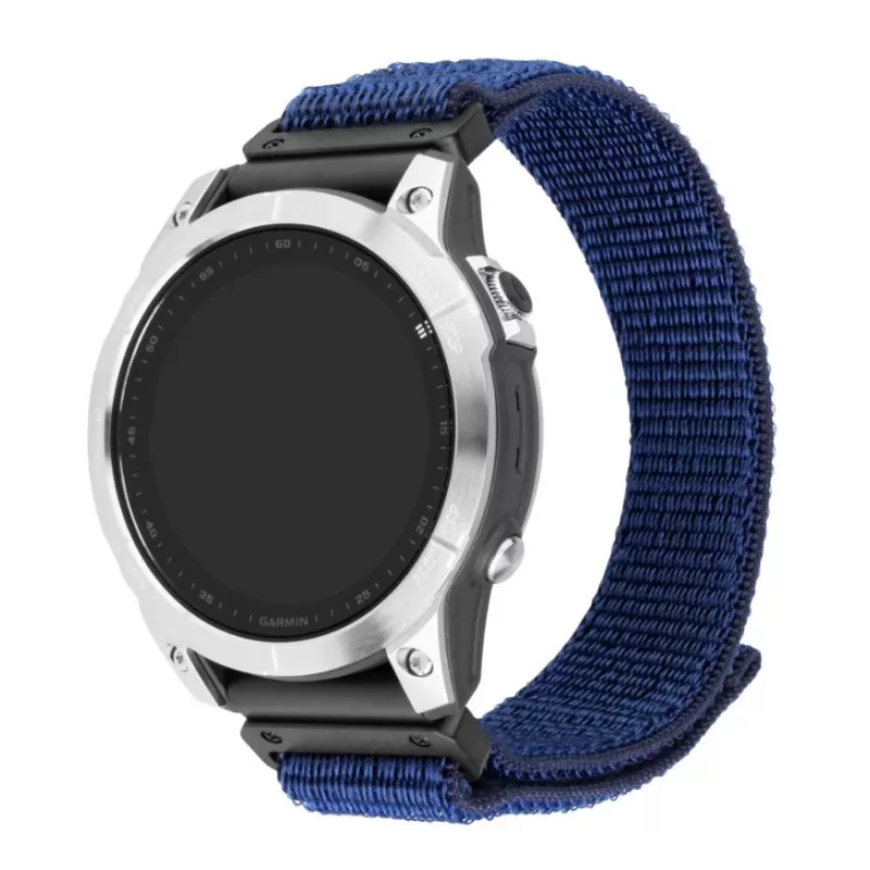 Zamienny sportowy pasek FIXED do Garmin QuickFit 22 mm — ciemnoniebieski nylon, 160–210 mm