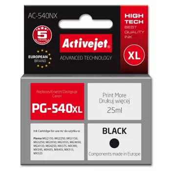Activejet AC-540NX tusz do drukarki Canon (zamiennik Canon PG-540XL) Supreme, 25 ml, czarny