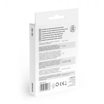 Obudowa SSD SAVIO AK-84 Czarna dla dysków M.2, USB 10 Gbit/s (Type-A / Type-C), aluminium + ABS