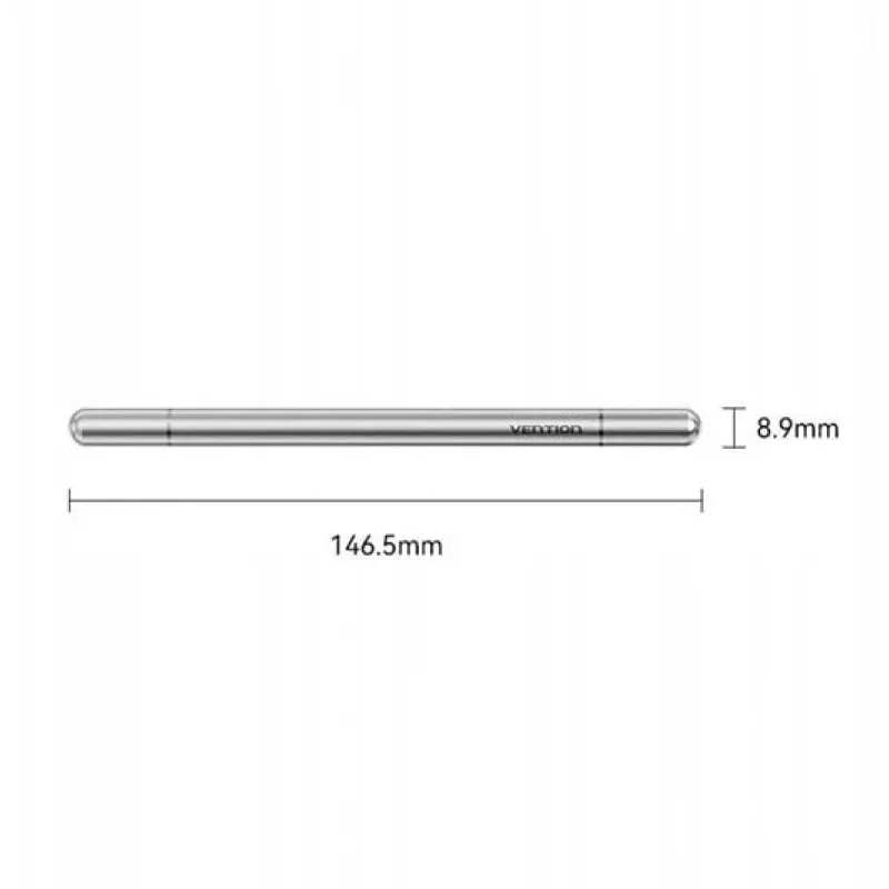 Symetryczny rysik Vention 2-w-1 wykonany z szarego stopu aluminium