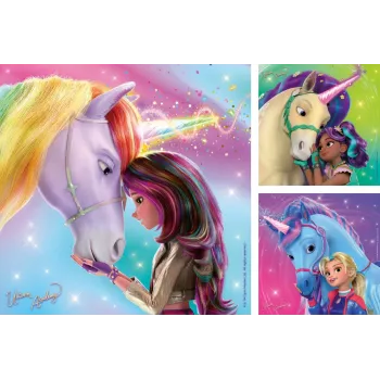 Zestaw puzzli Ravensburger Unicorn Academy — 3 x 49 elementów, dla dzieci