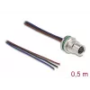 DeLOCK kabel do montażu panelowego M8, kodowanie A, 3-pinowy, żeński, 0,5 m
