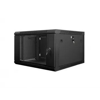 Szafa rackowa instalacyjna naścienna Lanberg 19'' 6U 600x600mm czarna (szklane drzwi)
