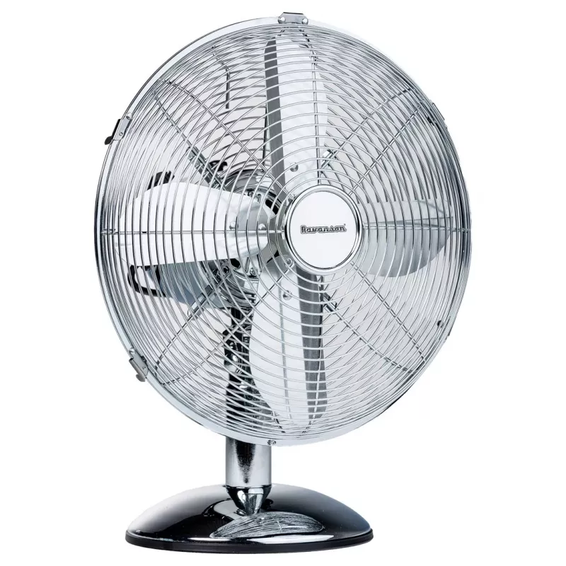 Wentylator biurkowy Ravanson WT-7033N inox, średnica 33,5 cm, 35 W, 3 prędkości, oscylacja 90°, obudowa metalowa