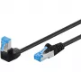 Goobay CAT 6A kabel krosowy 1x 90° angled, S/FTP (PiMF), Czarny, 1 m - latch tab top, LSZH bezhalogenowy, miedź (51557)