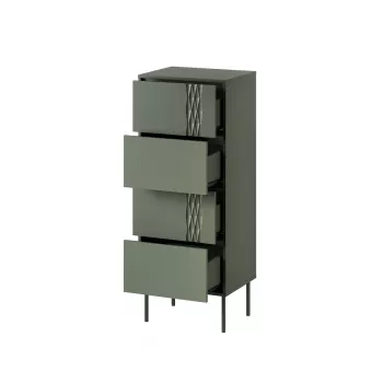 Komoda cama meble Cama 4S TRESSE 50x40x125 cm, matowa zieleń, 4 szuflady, płyta wiórowa