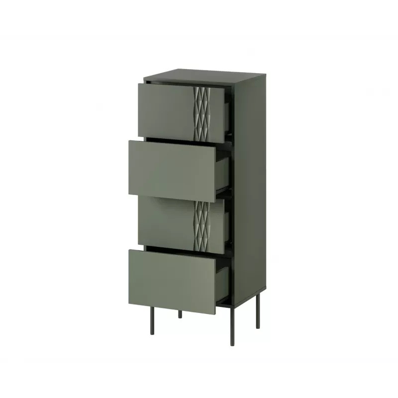 Komoda cama meble Cama 4S TRESSE 50x40x125 cm, matowa zieleń, 4 szuflady, płyta wiórowa