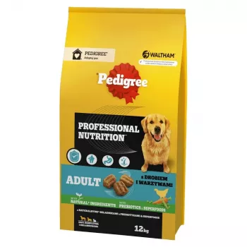 Sucha karma dla psów Pedigree Professional Nutrition Adult — drób i warzywa, 12 kg, białko 20%, tłuszcz 9%