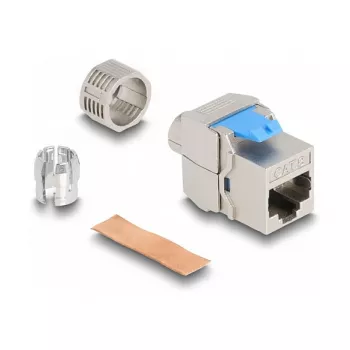 Moduł Keystone DeLOCK RJ45 żeński na LSA Kat.8.1 beznarzędziowy Płaski Metaliczny