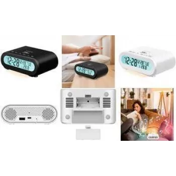 LogiLink SC0121W Radio Alarm Clock FM USB Tactile Buttons, Alarm Function White