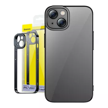 Zestaw przezroczystego etui z brokatem i szkła hartowanego Baseus do iPhone 14 Plus (czarny)