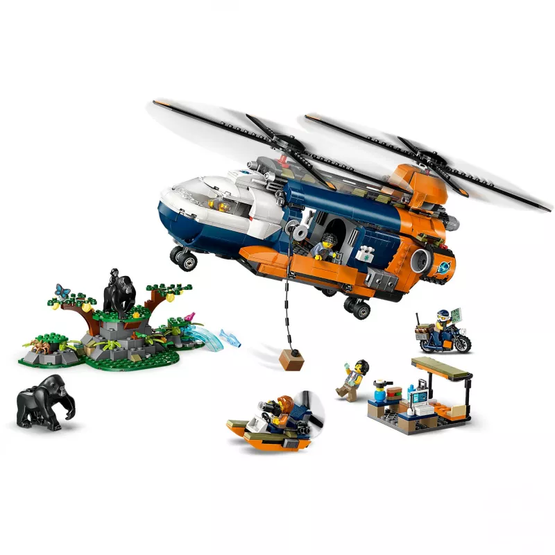 LEGO City 60437 Śmigłowiec eksploratora dżungli w bazie