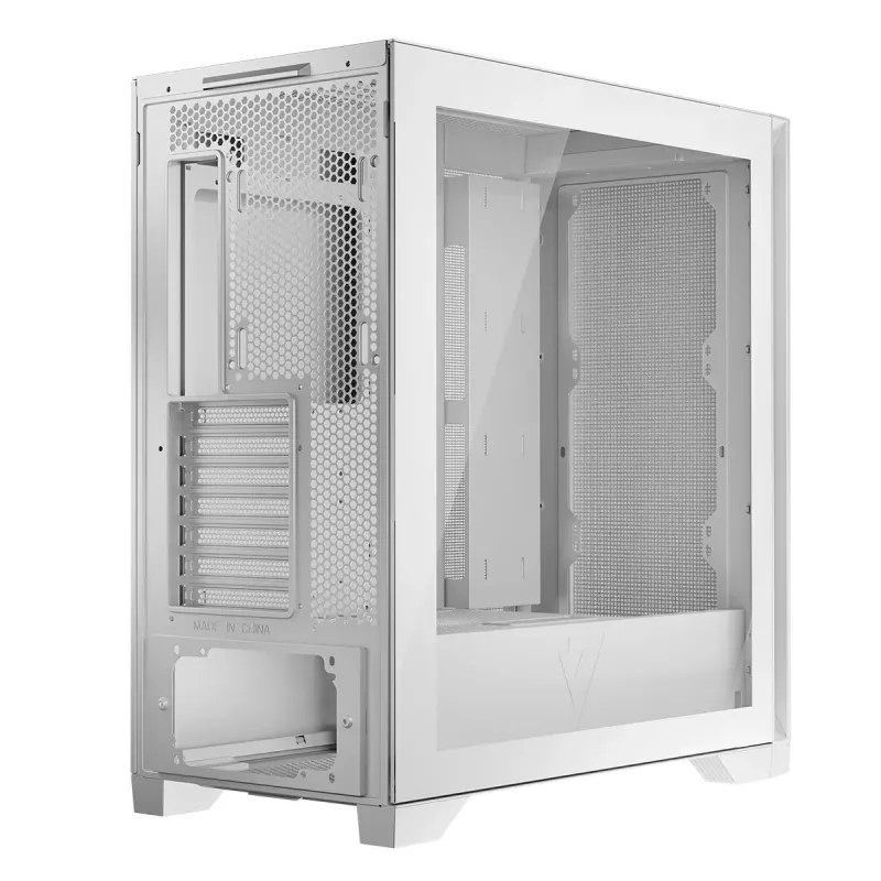 Obudowa PC MODECOM VOLCANO EXPANSE S MIDI Tower — Biała, microATX, szkło hartowane, USB-C, obsługa GPU 430 mm