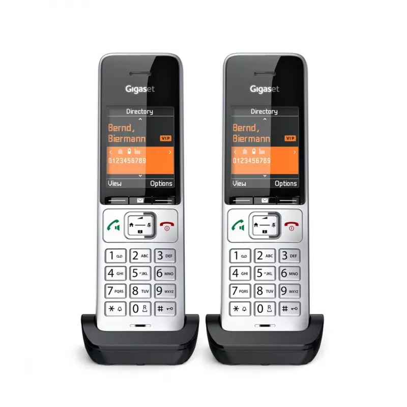 Gigaset COMFORT 500HX duo Analogowy/telefon DECT z identyfikacją rozmówcy Czarny, Srebrny