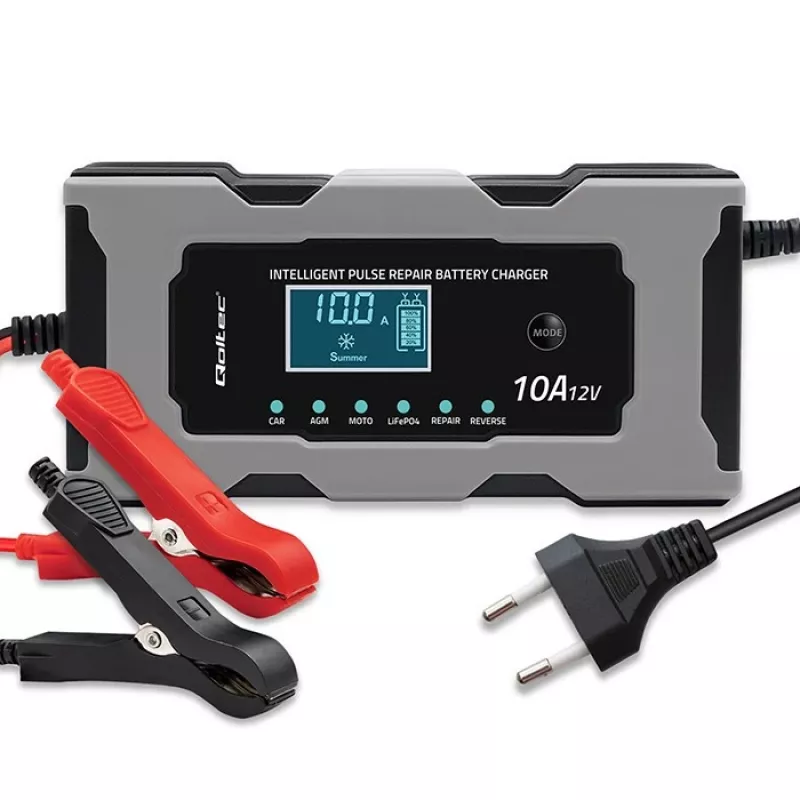 Prostownik QOLTEC 52493 12V 10A z funkcją naprawy do akumulatorów AGM