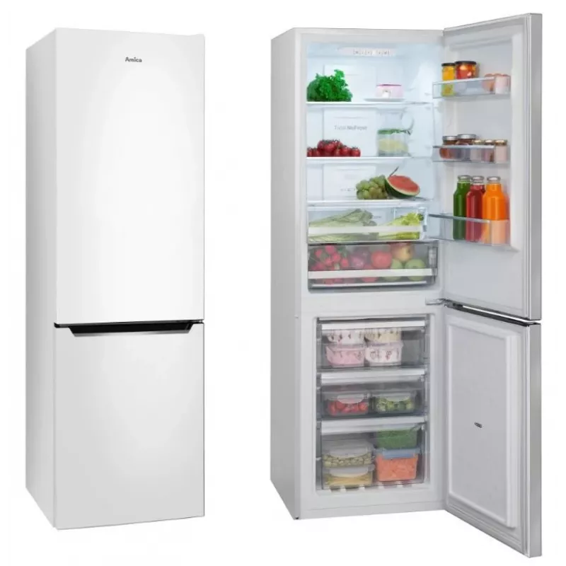 Kombinacja lodówko-zamrażarki AMICA FK2695.2FT(E) — 269 l, dolny zamrażalnik, biały, R600a